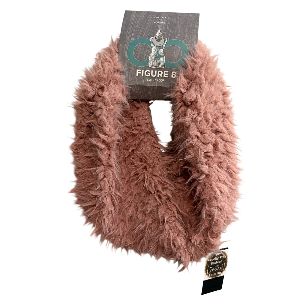 David and Young Fluffy Pink Figure 8 Winter Scarf Super Soft New With Tag